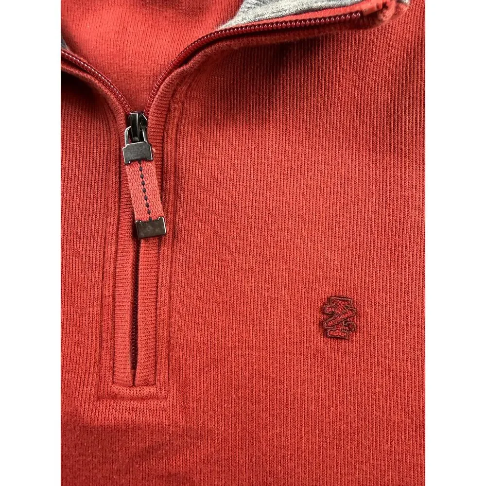 IZOD Luxury Sport Mens XXL 1/4 Zip Pullover Sweater Red Gray Mock Neck Stretch
